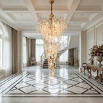Artistic Flower Branch Luxury Chandelier with Textured Glass Medallions