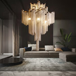 Modern Stainless Steel Cascade Chandelier