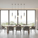 Modern Iron and Glass Drop Chandelier