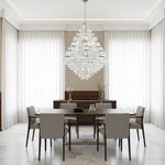 Extra Large Decorative D31.5"*H35.8"/ 20 Lights Crystal Chandelier Foyer Hall Ceiling Light Fixture For Staircase In Gold/ Chrome