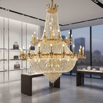 Oversized Luxury Double-layers Golden French Style Candle Crystal Chandelier  for Living/Dinning Room/Foyer/Hallway/Staircase
