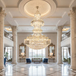 Luxury Extra Large Round Ceiling Lighting Fixture Stately Crystal Chandelier For Foyer Entryway/ Entrance