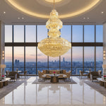 Luxury Extra Large Round Ceiling Lighting Fixture Stately Crystal Chandelier For Foyer Entryway/ Entrance